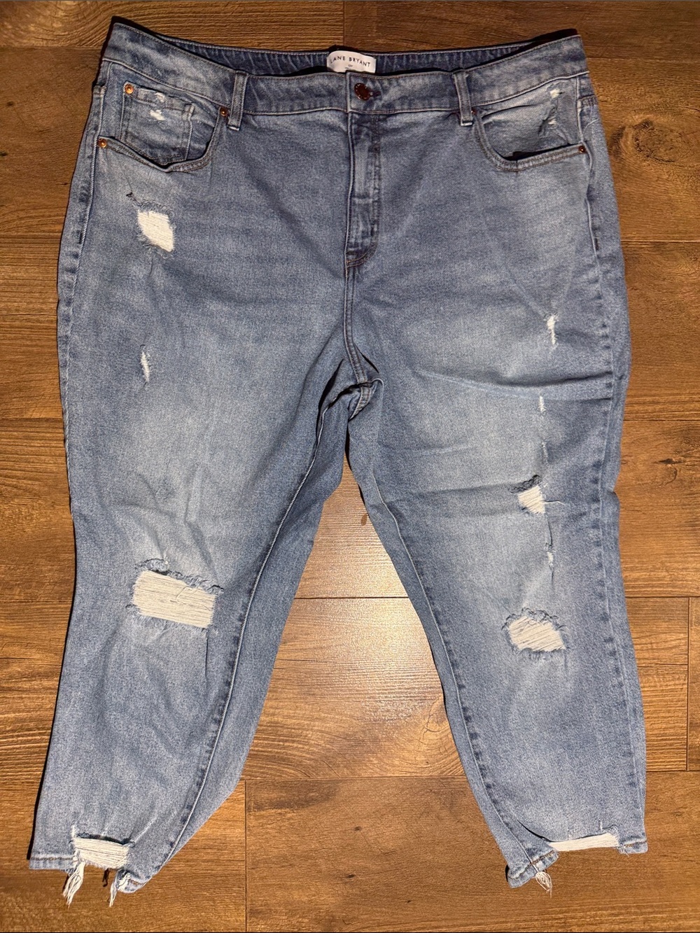Lane Bryant Women’s Plus Size 22P Light Wash Distressed Straight Leg Jeans
